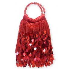 Evening Bag - 12 PCS - Dangling Sequined & Beaded - Red - BG-80085RD